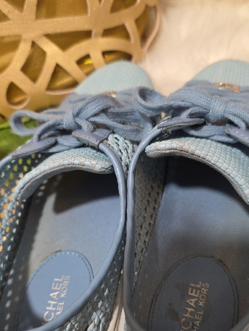 Michael Kors Powder Blue Perforated Lace-Up Sneakers - Picture 6 of 9